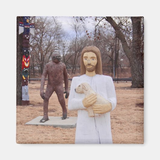 Jezus en Bigfoot Magneet (Voorkant)