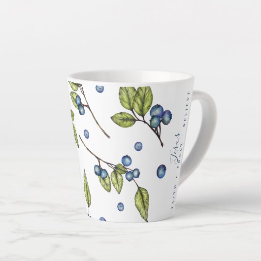 Jezus en Blauwe bessen Latte Mok (Rechterhoek)