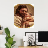 Jezus en Child Watch Poster (Thuiskantoor)