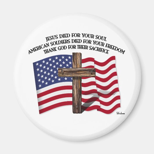 Jezus en de Amerikaanse soldaten hebben ons oversp Magneet (Voorkant)