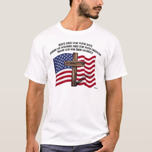 Jezus en de Amerikaanse soldaten hebben ons oversp T-shirt (Voorkant)