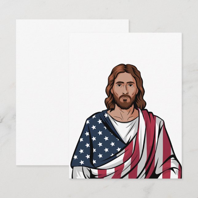 Jezus en de Amerikaanse vlag (Voorkant / Achterkant)