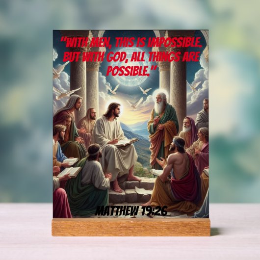 Jezus en de discipelen - Matteüs 19:26 Acryl Bord (Neutraal)