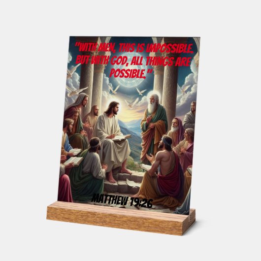 Jezus en de discipelen - Matteüs 19:26 Acryl Bord (Hoek)