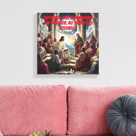 Jezus en de discipelen - Matteüs 19:26 Canvas Afdruk (Insitu (Woonkamer))