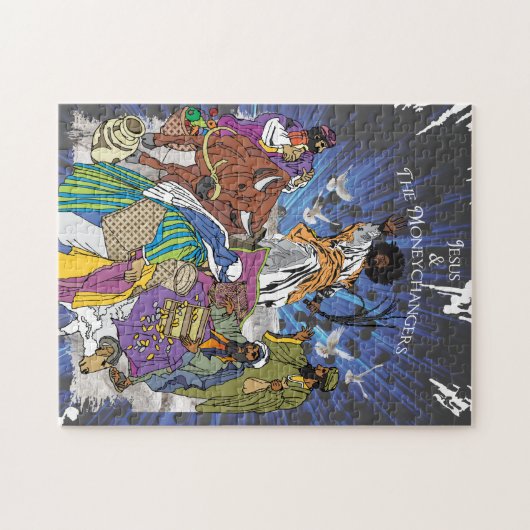 Jezus en de geldwisselaars legpuzzel (Horizontaal)