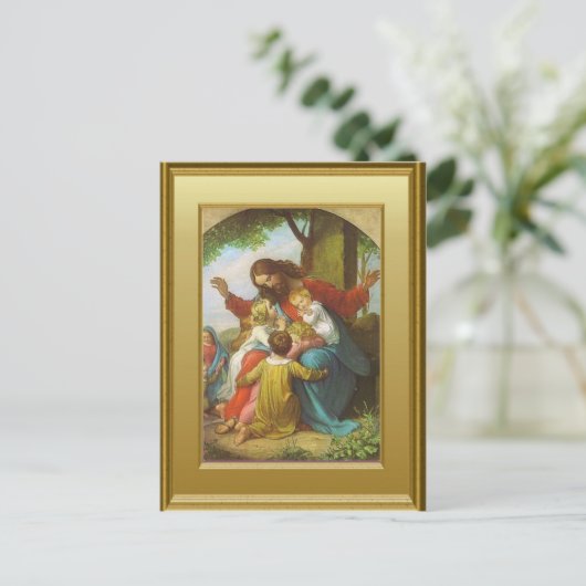 Jezus en de kinderen briefkaart (Staand voorkant)