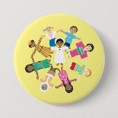 Jezus en de kinderen van de wereld ronde button 7,6 cm (Voorkant)