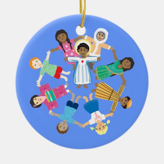 Jezus en de kleine kinderen keramisch ornament (Voorkant)