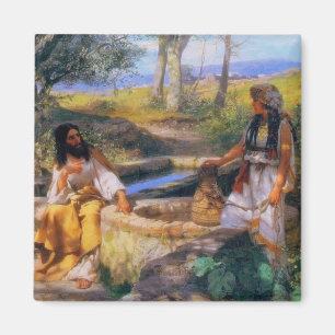 Jezus en de Samaritaanse vrouw bij Jacob's Well Ma Magneet