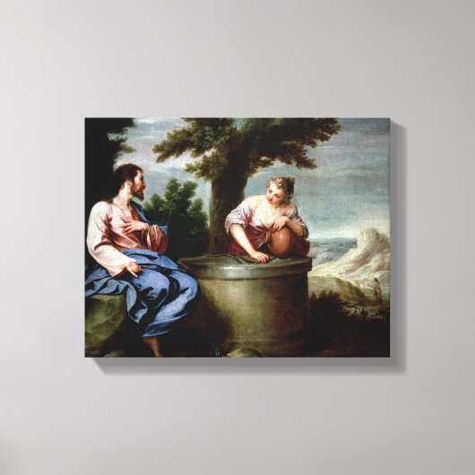 Jezus en de Samaritaanse vrouw Canvas Afdruk (Voorkant)