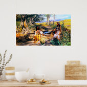 Jezus en de Samaritaanse vrouw in Jacob's welbevin Poster (Keuken)