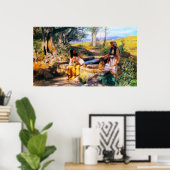 Jezus en de Samaritaanse vrouw in Jacob's welbevin Poster (Thuiskantoor)