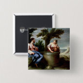 Jezus en de Samaritaanse vrouw Vierkante Button 5,1 Cm (Voorkant /achterkant)