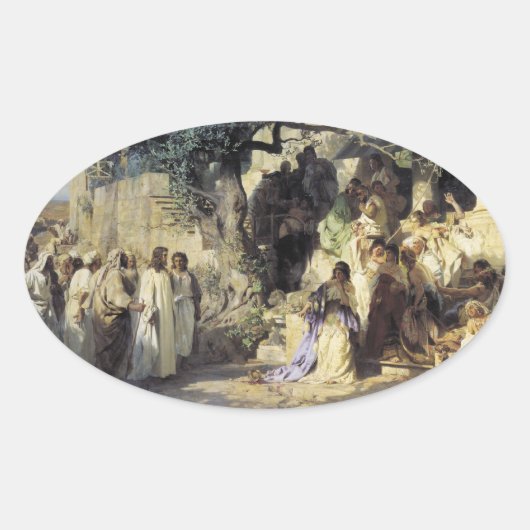 Jezus en de Sinners Ovale Sticker (Voorkant)