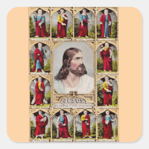 Jezus en de twaalf apostelen vierkante sticker