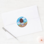 Jezus en de vlinders met achtergrond ronde sticker (Envelop)