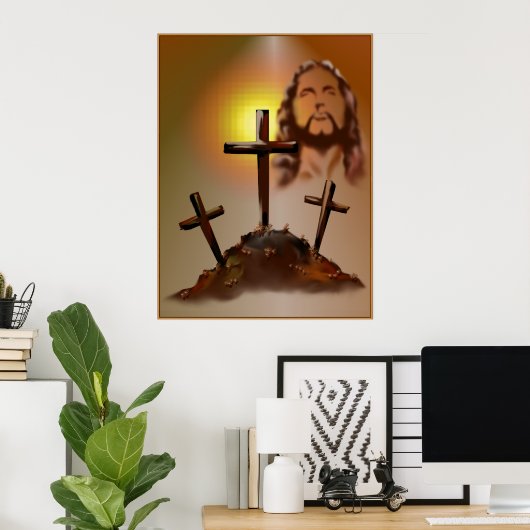 Jezus en drie kruisers Poster (Thuiskantoor)