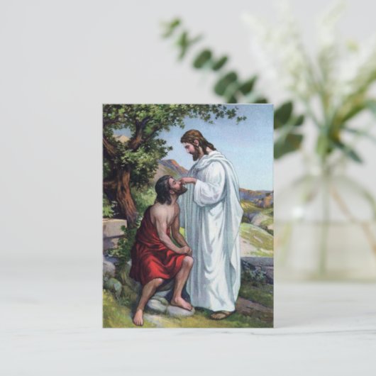 Jezus en een blind Man Briefkaart (Staand voorkant)