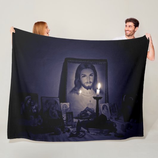 JEZUS en een KAARS Fleece Deken (In situ)