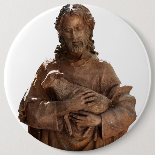 Jezus en een lam ronde button 6,0 cm (Voorkant)