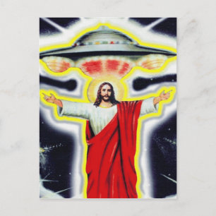 Jezus en een ufo briefkaart