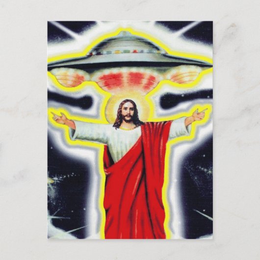 Jezus en een ufo briefkaart (Voorkant)
