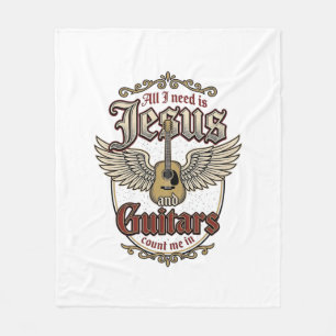 Jezus en Gitaren Vintage Christelijke Gitaar Fleece Deken