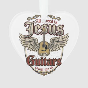 Jezus en Gitaren Vintage Christelijke Gitaar Ornament