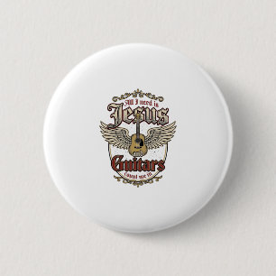 Jezus en Gitaren Vintage Christelijke Gitaar Ronde Button 5,7 Cm