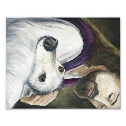 Jezus en Greyhound Dog Art Print Foto Afdruk (Voorkant)