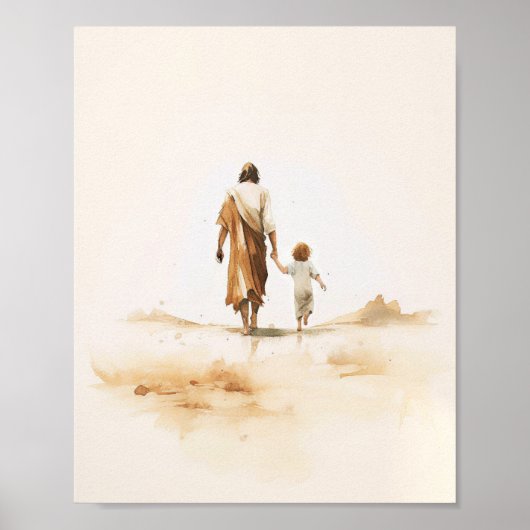Jezus en het kind - Christelijke digitale prentkun Poster (Voorkant)