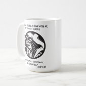 Jezus en het kruis volgen mij koffiemok (Voorkant links)