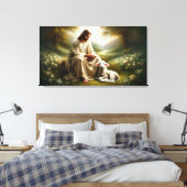 Jezus en het Lam Canvas Afdruk (Insitu (Slaapkamer))