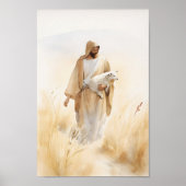 Jezus en het Lam Waterverf Art Print (Voorkant)
