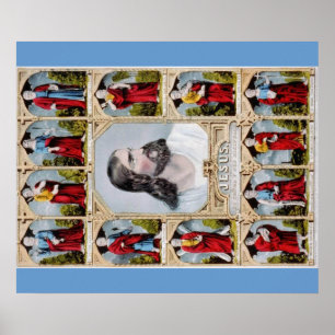 Jezus en het poster van de apostelen