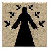 Jezus en het Poster van Doves Silhouette (Voorkant)