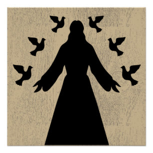 Jezus en het Poster van Doves Silhouette