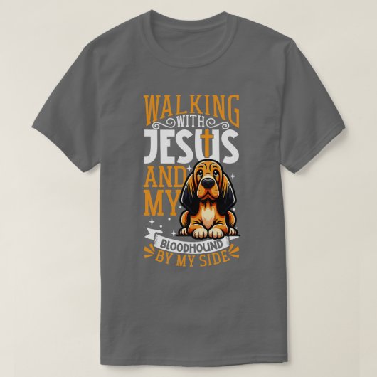 Jezus en hond Bloodhound T-shirt (Design voorkant)