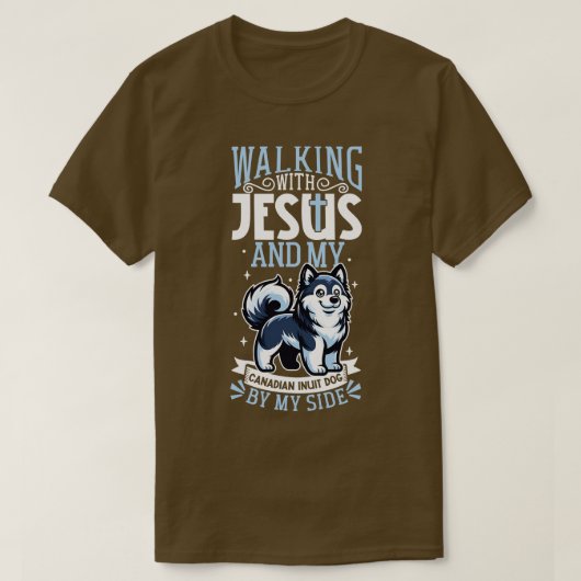 Jezus en hond Canadese Eskimo Hond T-shirt (Design voorkant)