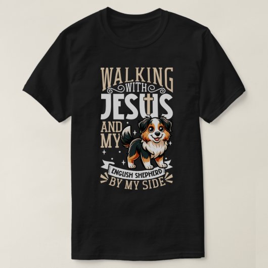 Jezus en hond Engelse Herder T-shirt (Design voorkant)