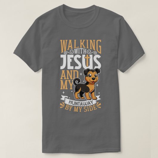 Jezus en hond Huntaway T-shirt (Design voorkant)