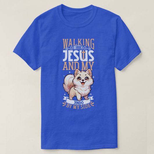 Jezus en hond Koreaanse Jindo T-shirt (Design voorkant)