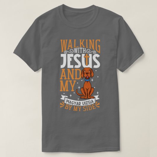 Jezus en hond Magyar Vizsla T-shirt (Design voorkant)