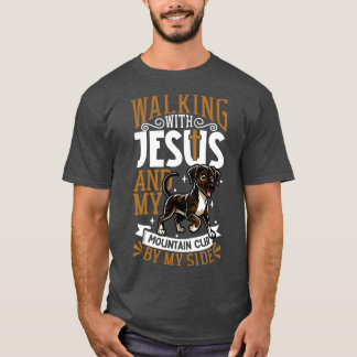 Jezus en hond Mountain Cur T-shirt