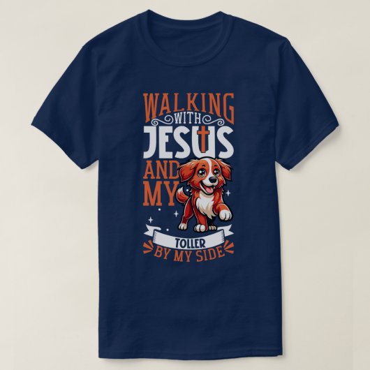 Jezus en hond Nova Scotia Duck Tolling Retriever T-shirt (Design voorkant)