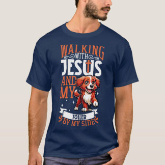 Jezus en hond Nova Scotia Duck Tolling Retriever T-shirt