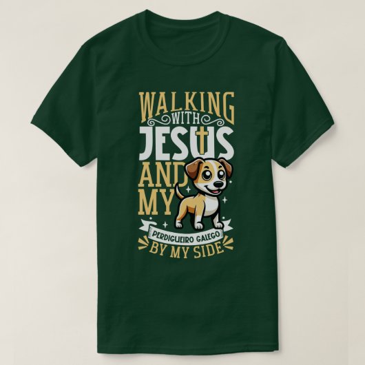 Jezus en hond Perdigueiro Galego T-shirt (Design voorkant)