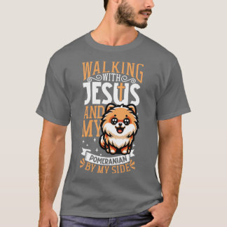 Jezus en hond Pomeranian T-shirt