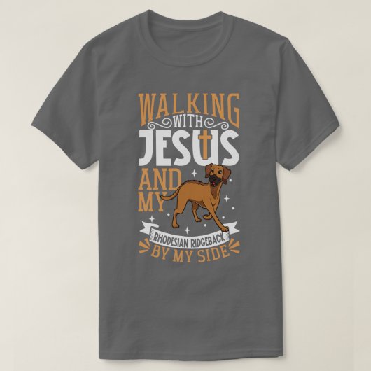 Jezus en hond Rhodesian Ridgeback T-shirt (Design voorkant)